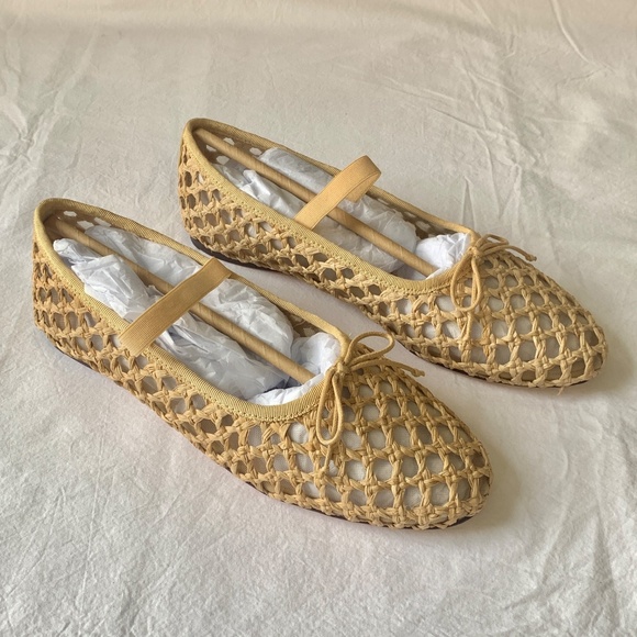 Loeffler Randall Leonie Woven Ballet Flats Natural 7.5 - Picture 6 of 9